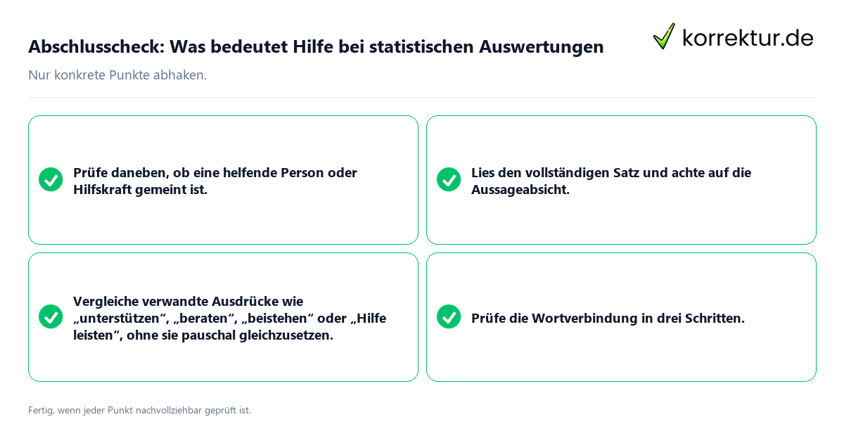 Konkreter Abschlusscheck zu Was bedeutet Hilfe bei statistischen Auswertungen