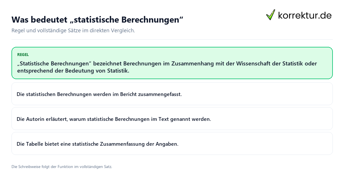 Was bedeutet „statistische Berechnungen“ Konkrete Regel und vollständige Beispielsätze zu Was bedeutet „statistische Berechnungen“