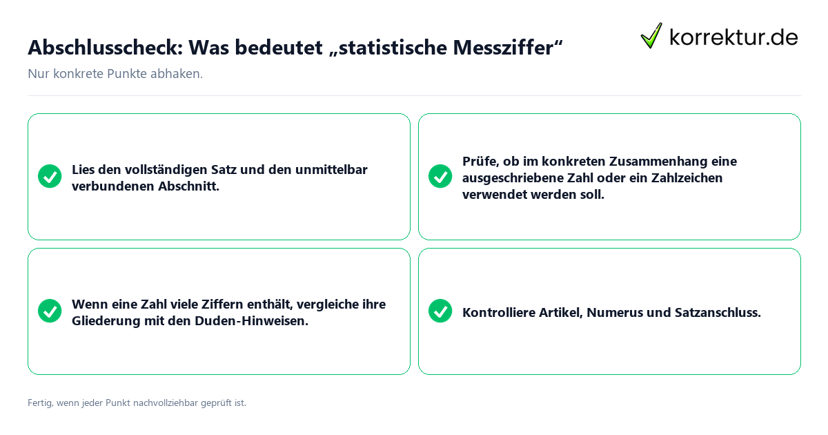 Konkreter Abschlusscheck zu Was bedeutet „statistische Messziffer“