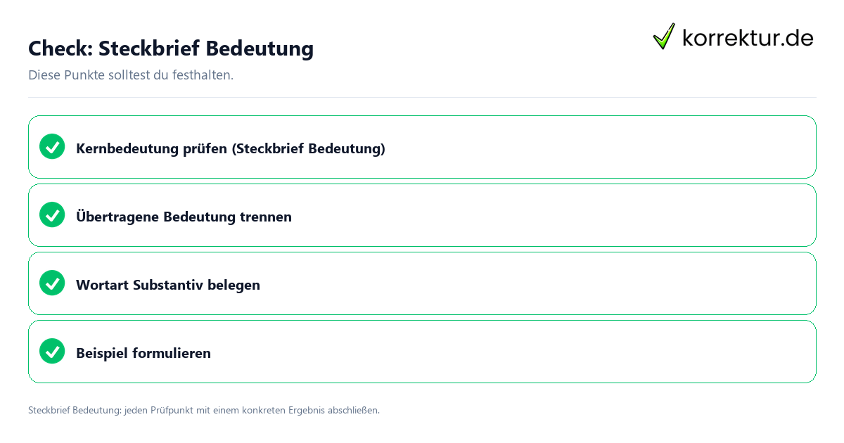 Check: Steckbrief Bedeutung Steckbrief Bedeutung mit einer themenspezifischen Checkliste