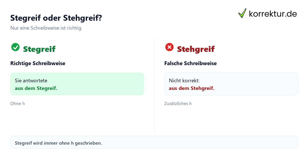 Stegreif oder Stehgreif? Stegreif oder Stehgreif: So schreibt man es richtig, richtiger Vergleich