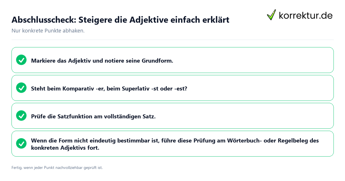 Konkreter Abschlusscheck zu Steigere die Adjektive einfach erklärt