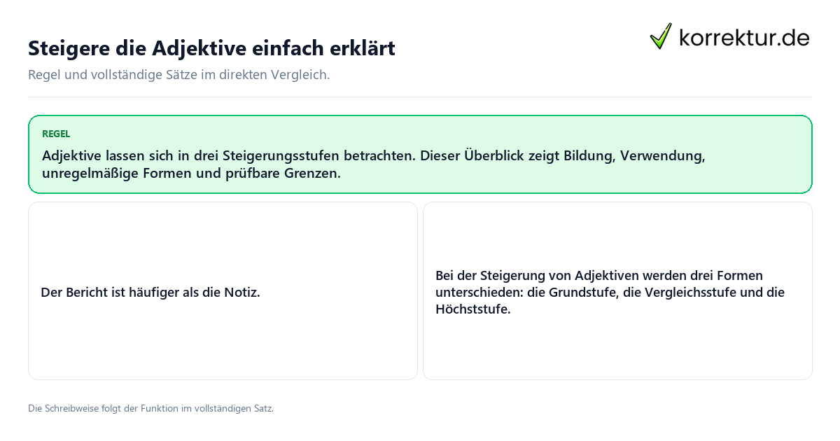 Konkrete Regel und vollständige Beispielsätze zu Steigere die Adjektive einfach erklärt