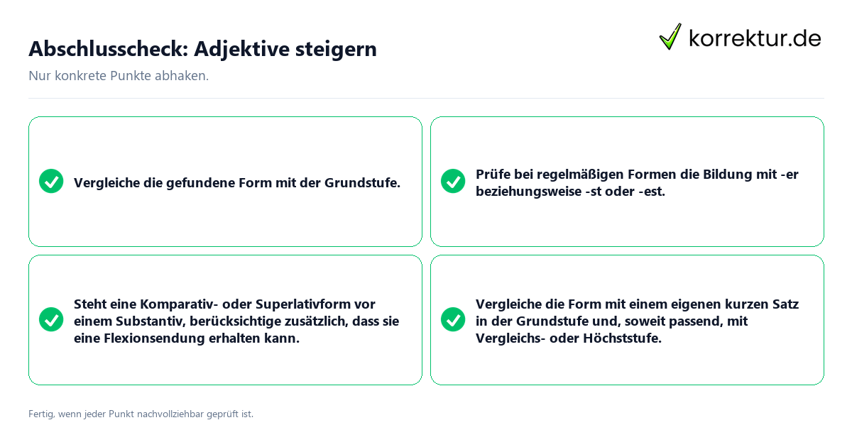 Konkreter Abschlusscheck zu Adjektive steigern