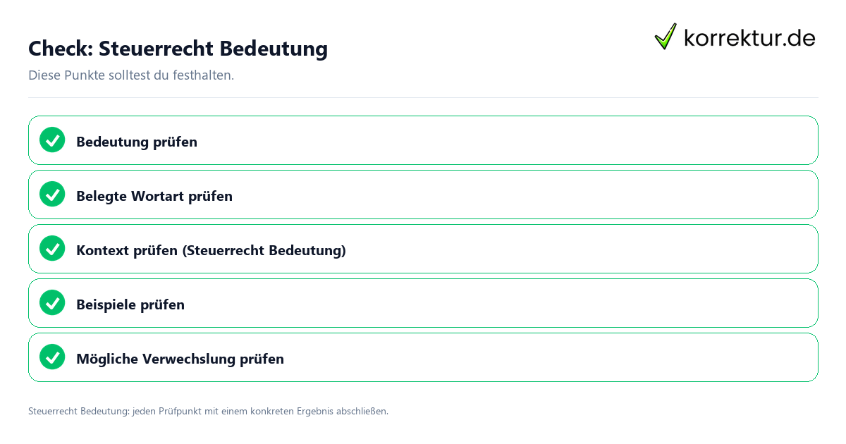 Check: Steuerrecht Bedeutung Steuerrecht Bedeutung mit einer themenspezifischen Checkliste