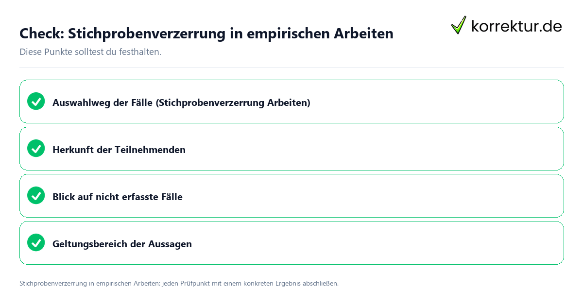 Check: Stichprobenverzerrung in empirischen Arbeiten Stichprobenverzerrung in empirischen Arbeiten mit einer themenspezifischen Checkliste