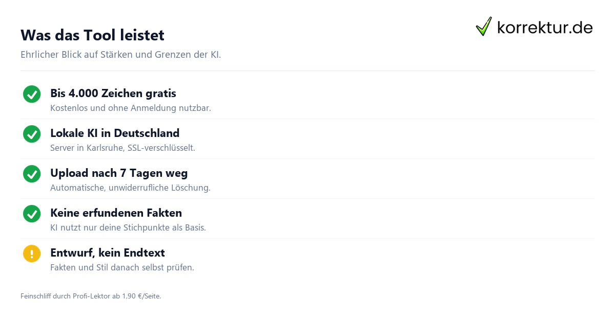 Was das Tool leistet Vorteile beim Stichpunkte online ausformulieren mit KI