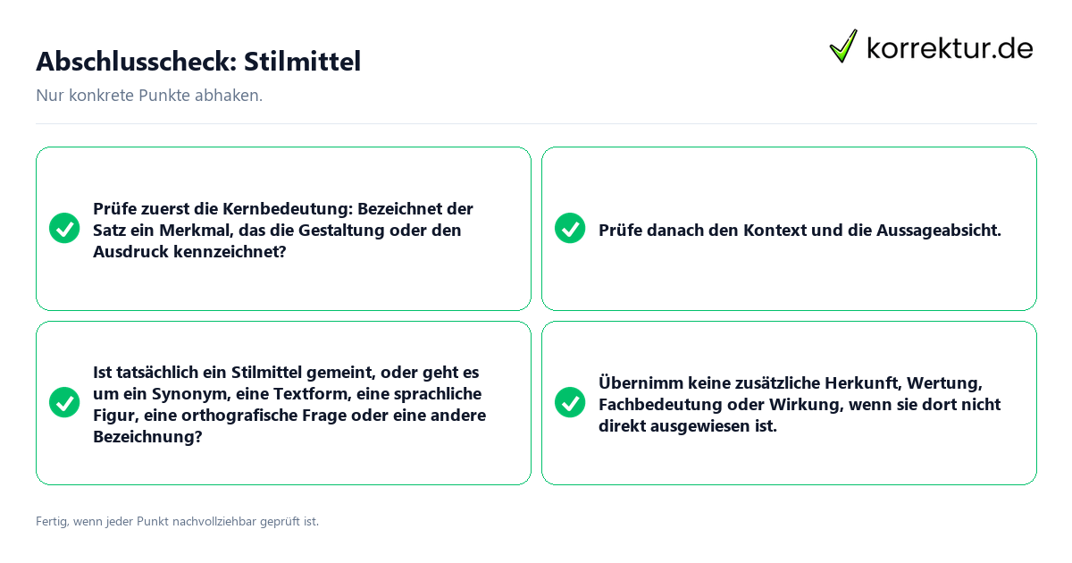 Konkreter Abschlusscheck zu Stilmittel