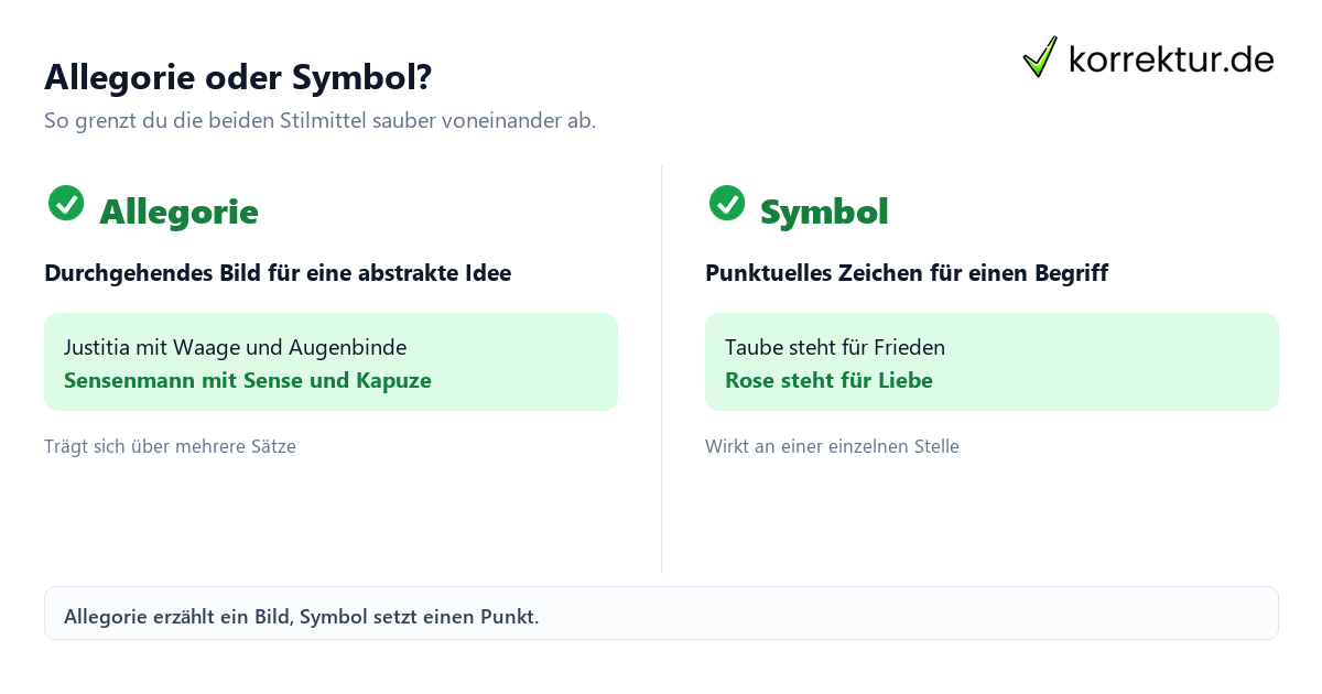 Allegorie und Symbol im Vergleich als Stilmittel