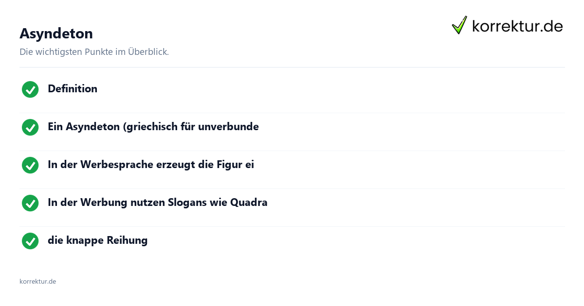 Asyndeton: Überblick