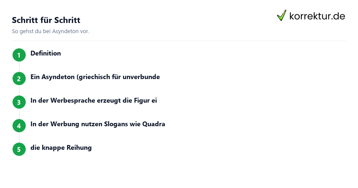 Schritt für Schritt Asyndeton: Schritte