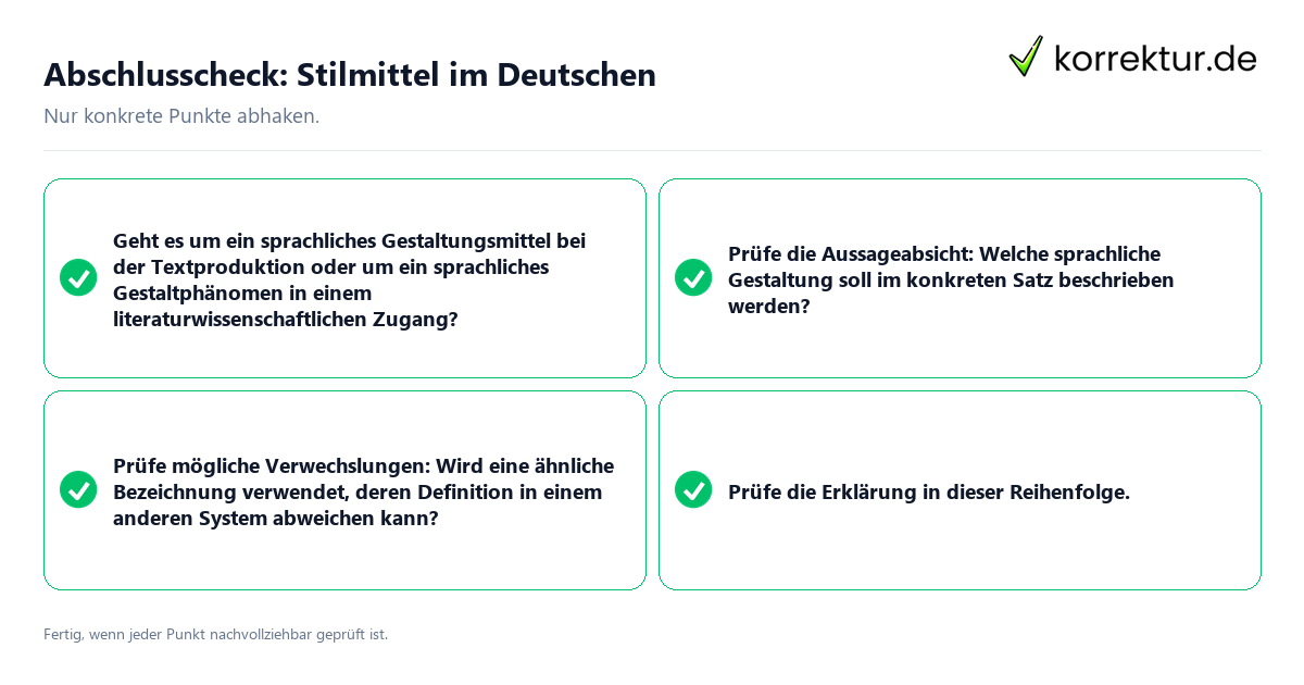 Konkreter Abschlusscheck zu Stilmittel im Deutschen