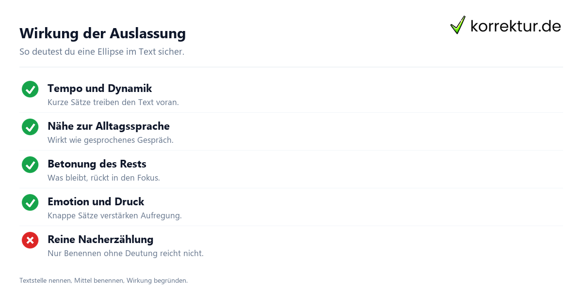 Wirkung der Auslassung Wirkung der Ellipse in Analyse von Gedicht Sachtext Rede