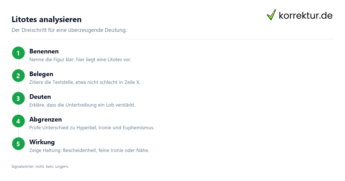 Litotes analysieren Litotes in der Analyse benennen, belegen, deuten in drei Schritten