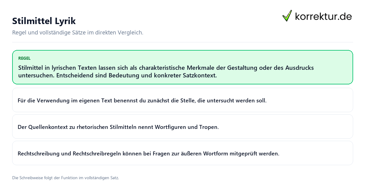 Stilmittel Lyrik Konkrete Regel und vollständige Beispielsätze zu Stilmittel Lyrik
