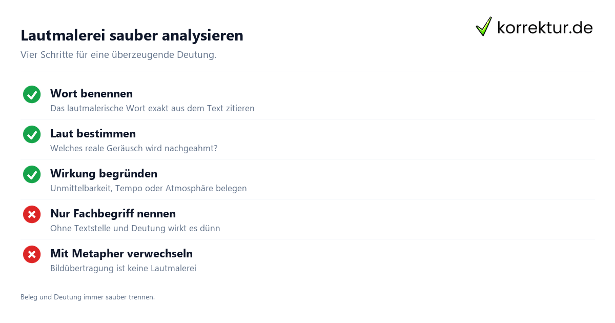Onomatopoesie in der Textanalyse richtig belegen Checkliste