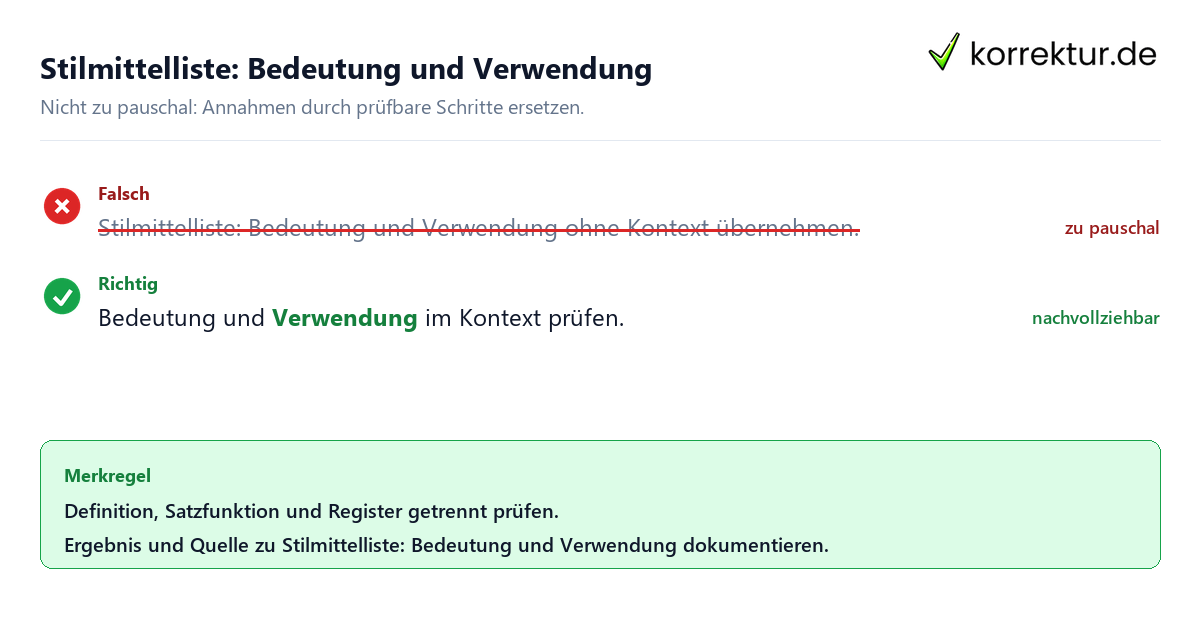 Ungeeignete und belastbare Vorgehensweise bei Stilmittelliste: Bedeutung und Verwendung