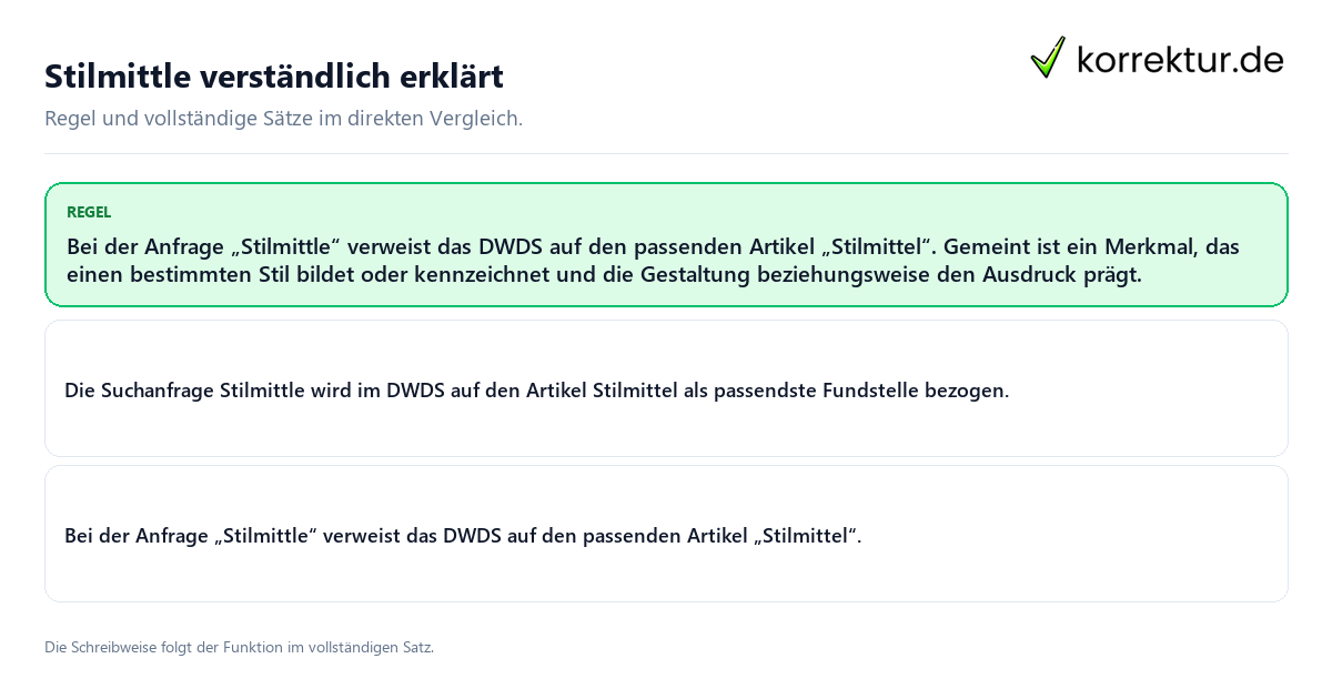 Stilmittle verständlich erklärt Konkrete Regel und vollständige Beispielsätze zu Stilmittle verständlich erklärt