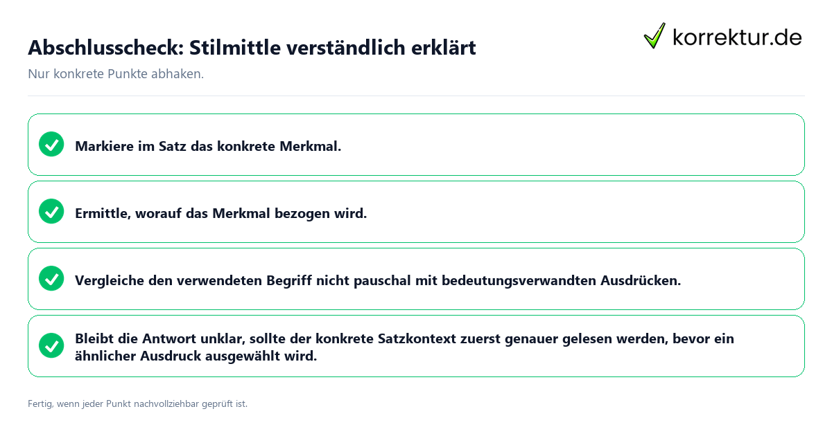 Abschlusscheck: Stilmittle verständlich erklärt Konkreter Abschlusscheck zu Stilmittle verständlich erklärt