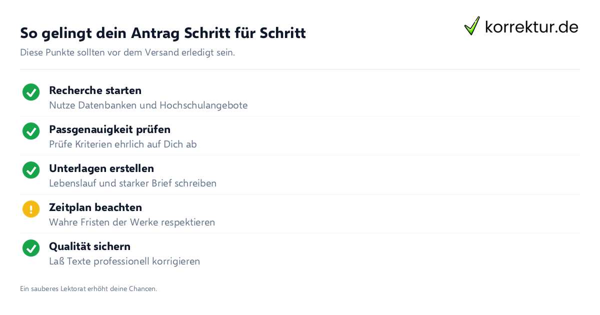 Checkliste für die Bewerbung um ein Stipendium in Deutschland