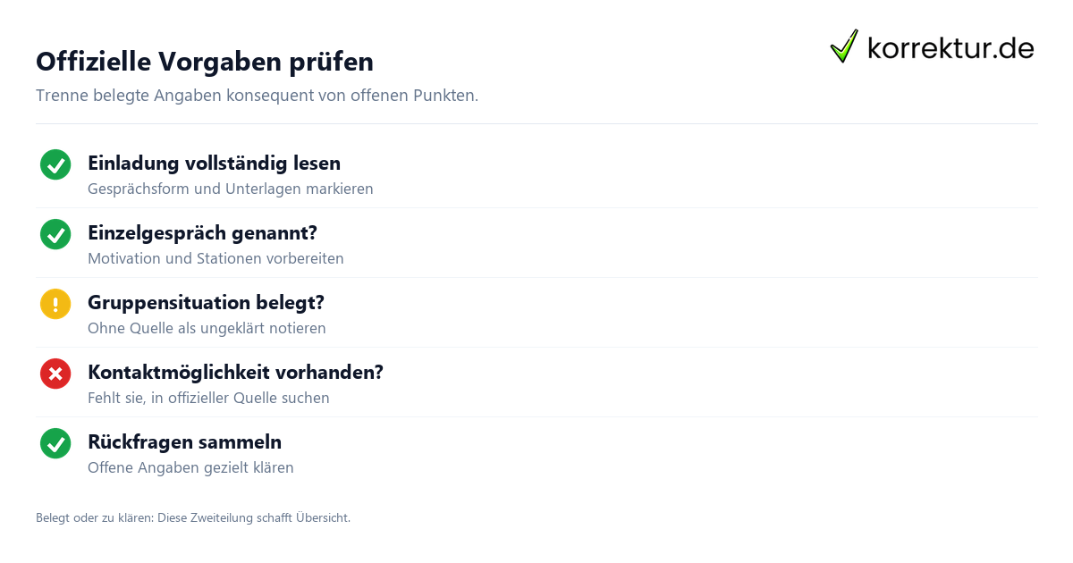 Offizielle Vorgaben prüfen Checkliste für Auswahlgespräch und Auswahlseminar für ein Stipendium