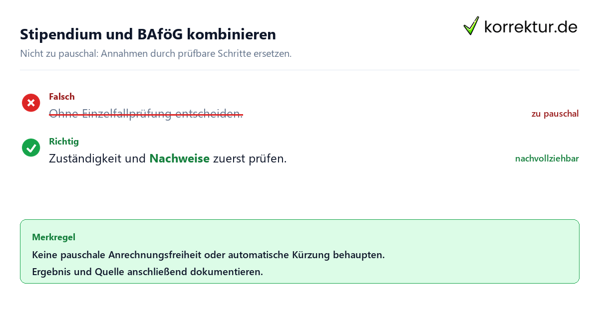Stipendium und BAföG kombinieren Ungeeignete und belastbare Vorgehensweise bei Stipendium und BAföG kombinieren