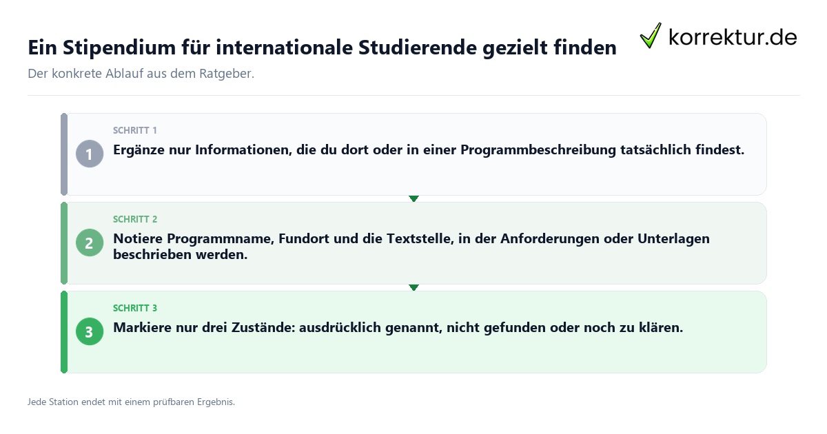 Konkrete Schritte zu Ein Stipendium für internationale Studierende gezielt finden