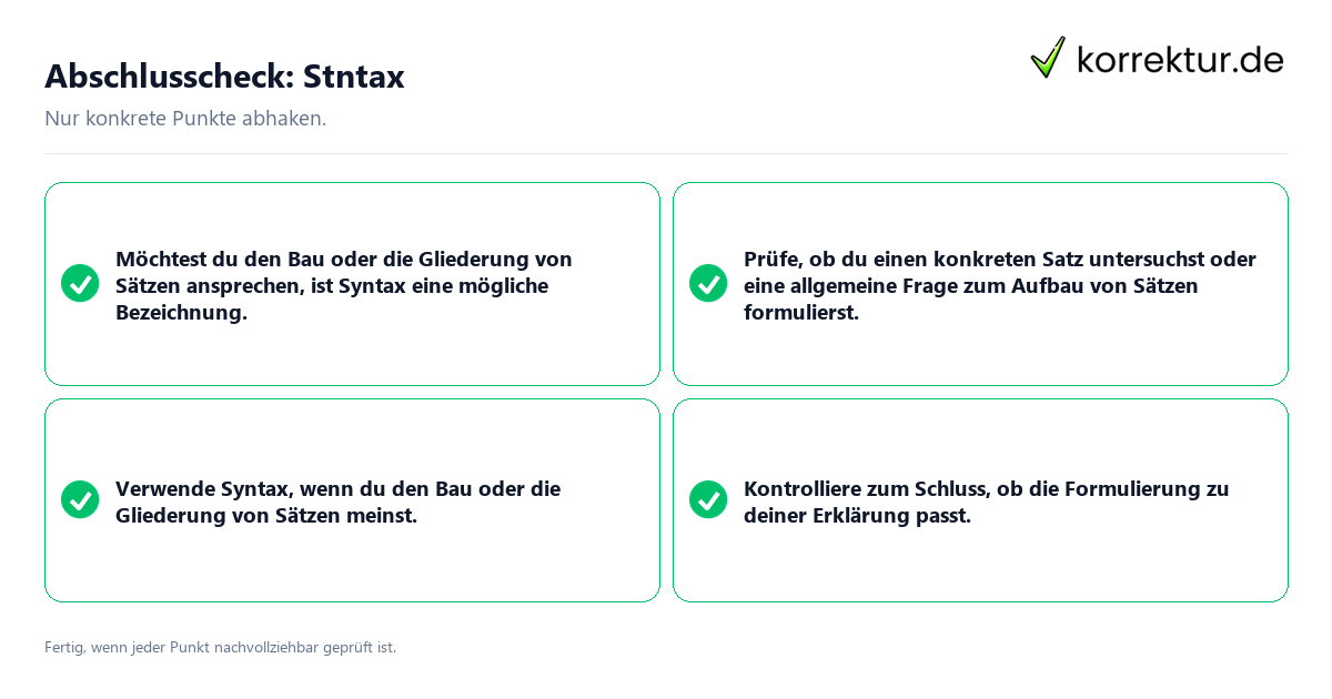 Konkreter Abschlusscheck zu Stntax