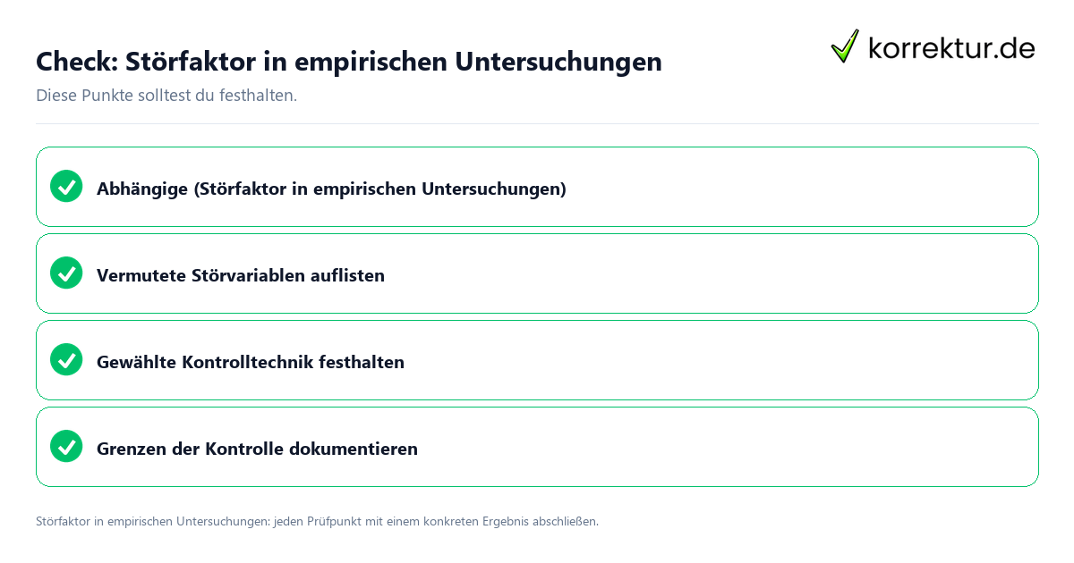 Check: Störfaktor in empirischen Untersuchungen Störfaktor in empirischen Untersuchungen mit einer themenspezifischen Checkliste