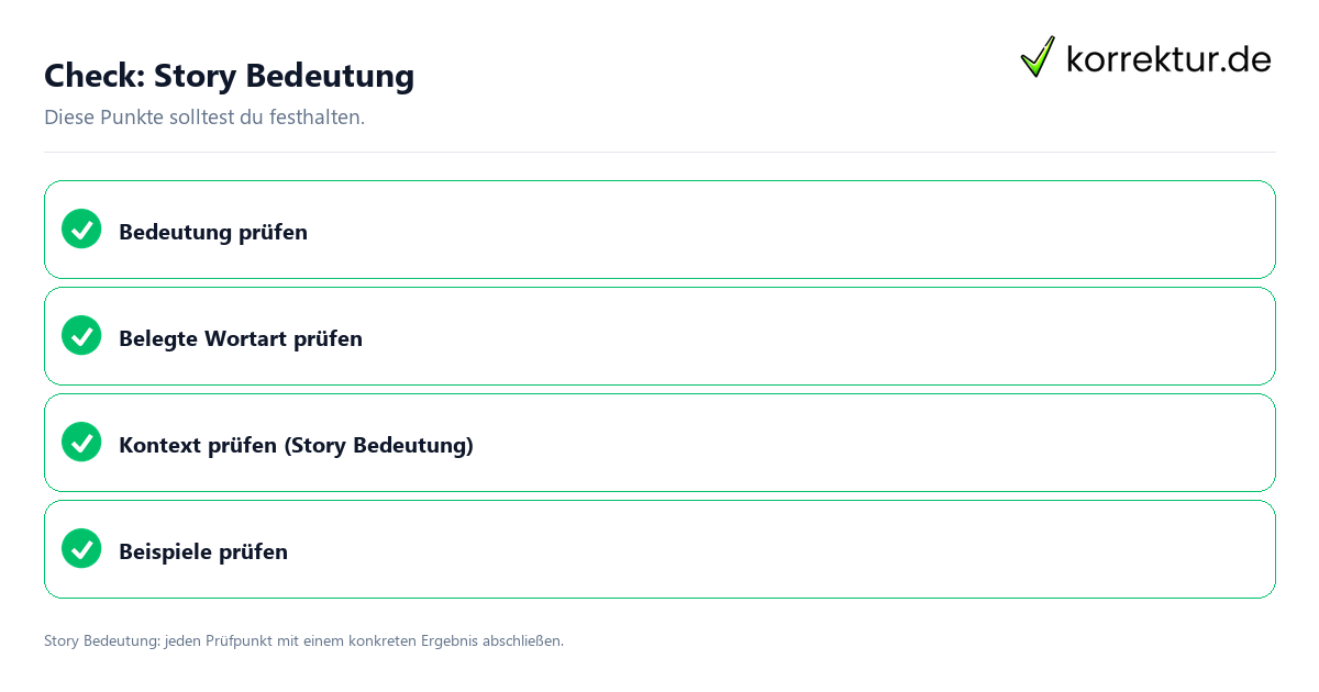 Check: Story Bedeutung Story Bedeutung mit einer themenspezifischen Checkliste