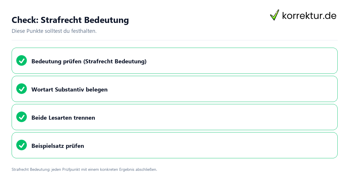 Check: Strafrecht Bedeutung Strafrecht Bedeutung mit einer themenspezifischen Checkliste
