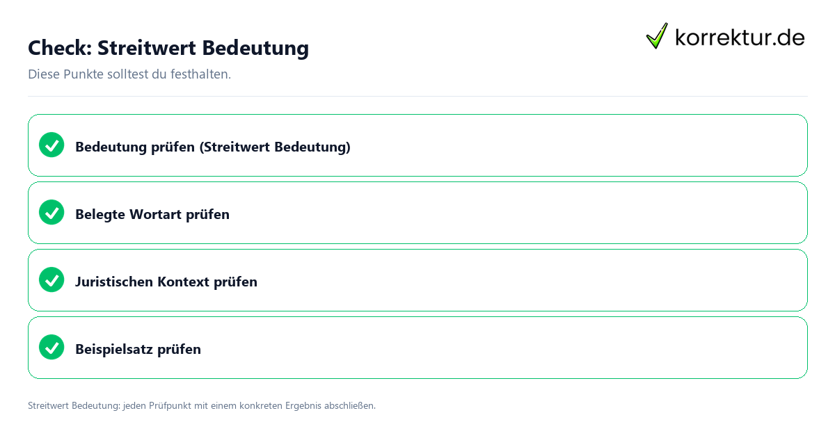 Check: Streitwert Bedeutung Streitwert Bedeutung mit einer themenspezifischen Checkliste