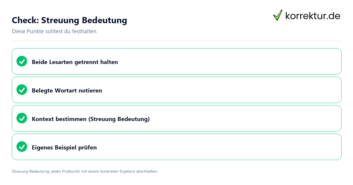 Streuung Bedeutung mit einer themenspezifischen Checkliste