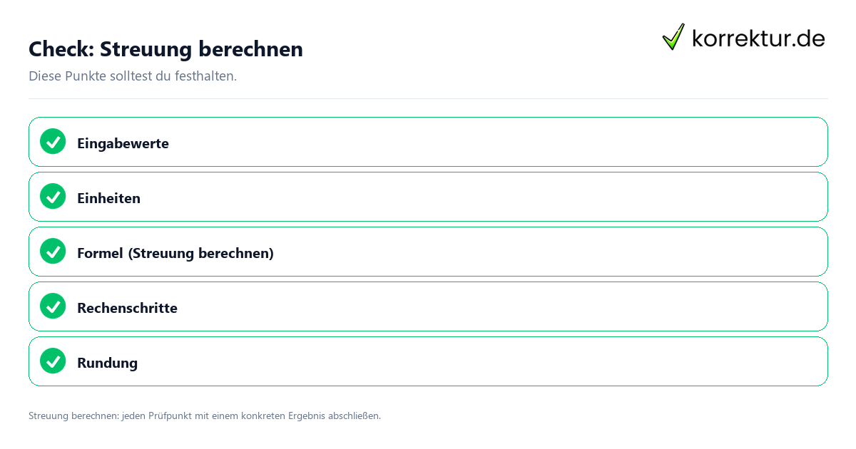 Streuung berechnen mit einer themenspezifischen Checkliste
