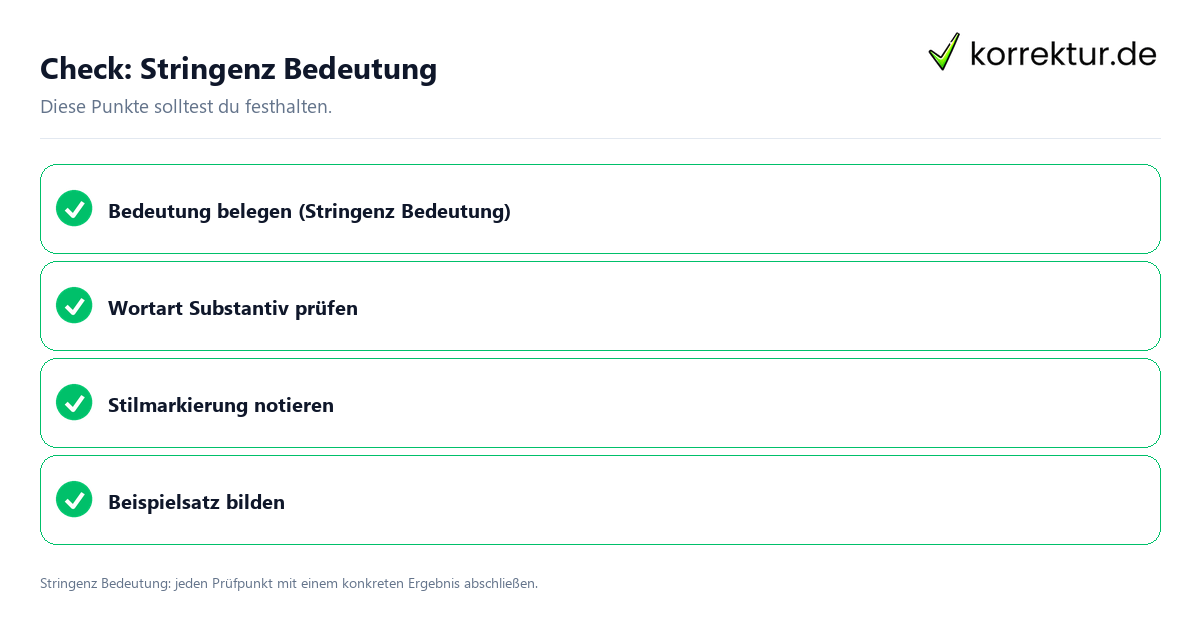 Stringenz Bedeutung mit einer themenspezifischen Checkliste