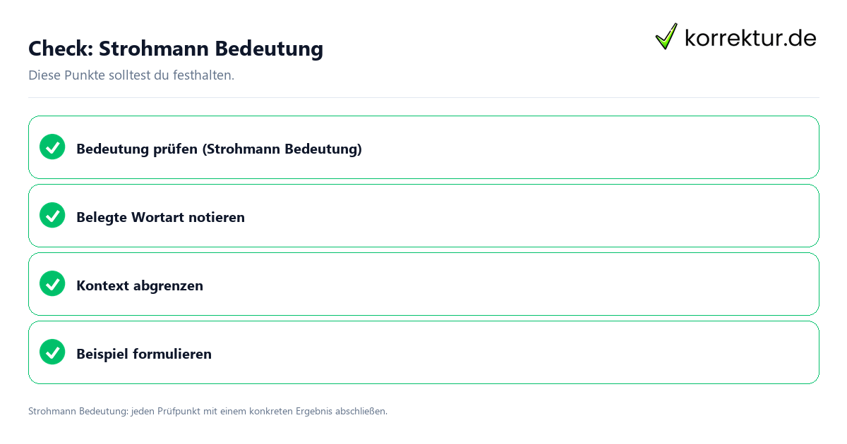Strohmann Bedeutung mit einer themenspezifischen Checkliste