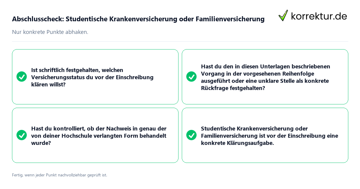 Konkreter Abschlusscheck zu Studentische Krankenversicherung oder Familienversicherung