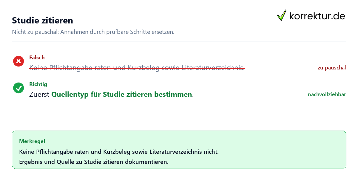 Ungeeignete und belastbare Vorgehensweise bei Studie zitieren
