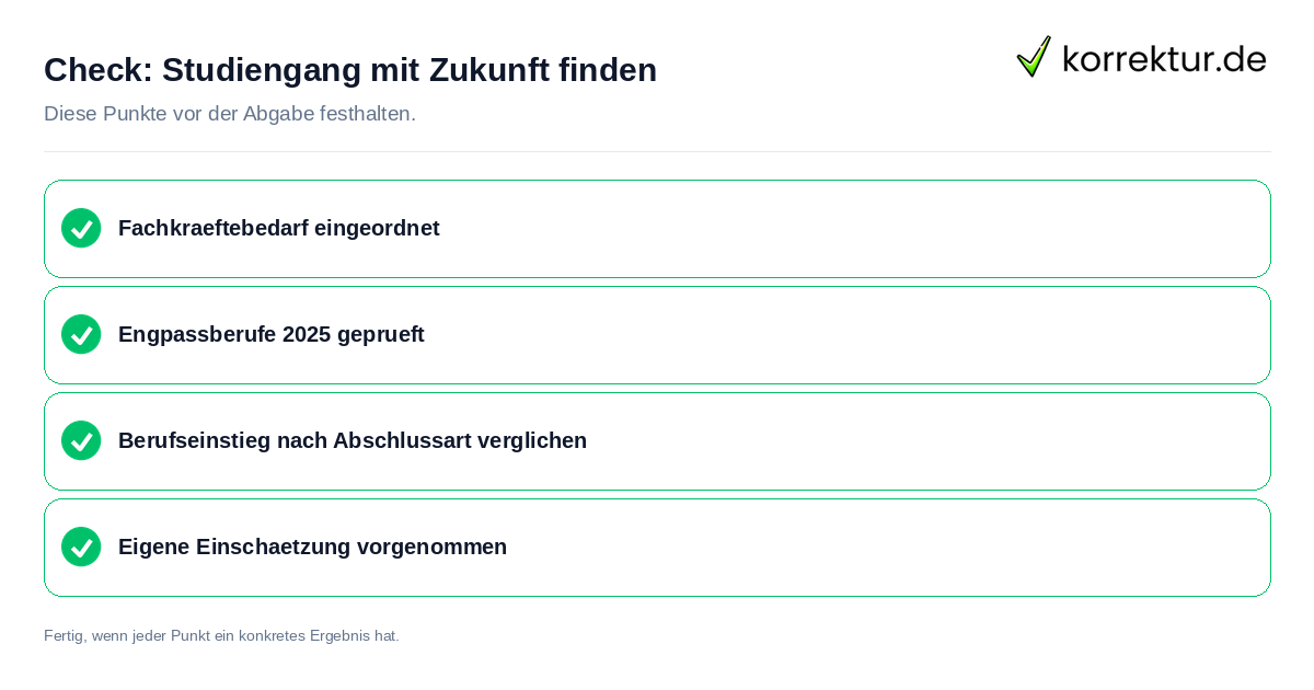 Studiengang mit Zukunft finden: Prüfliste mit vier Punkten