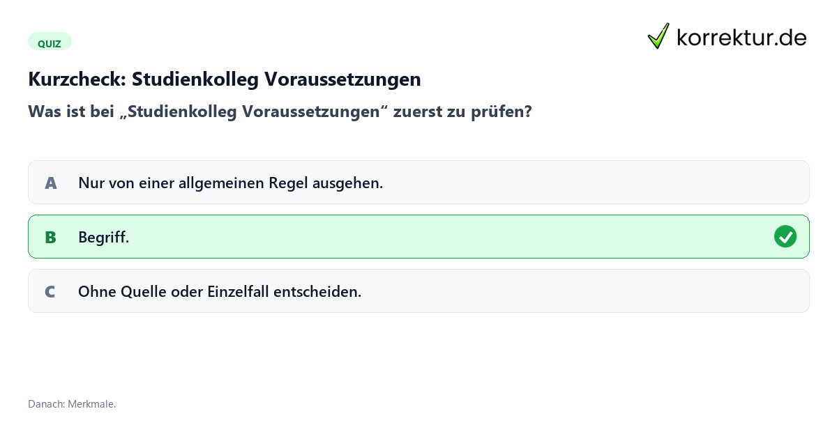 Studienkolleg Voraussetzungen mit einem Kurzquiz zum sinnvollen nächsten Schritt