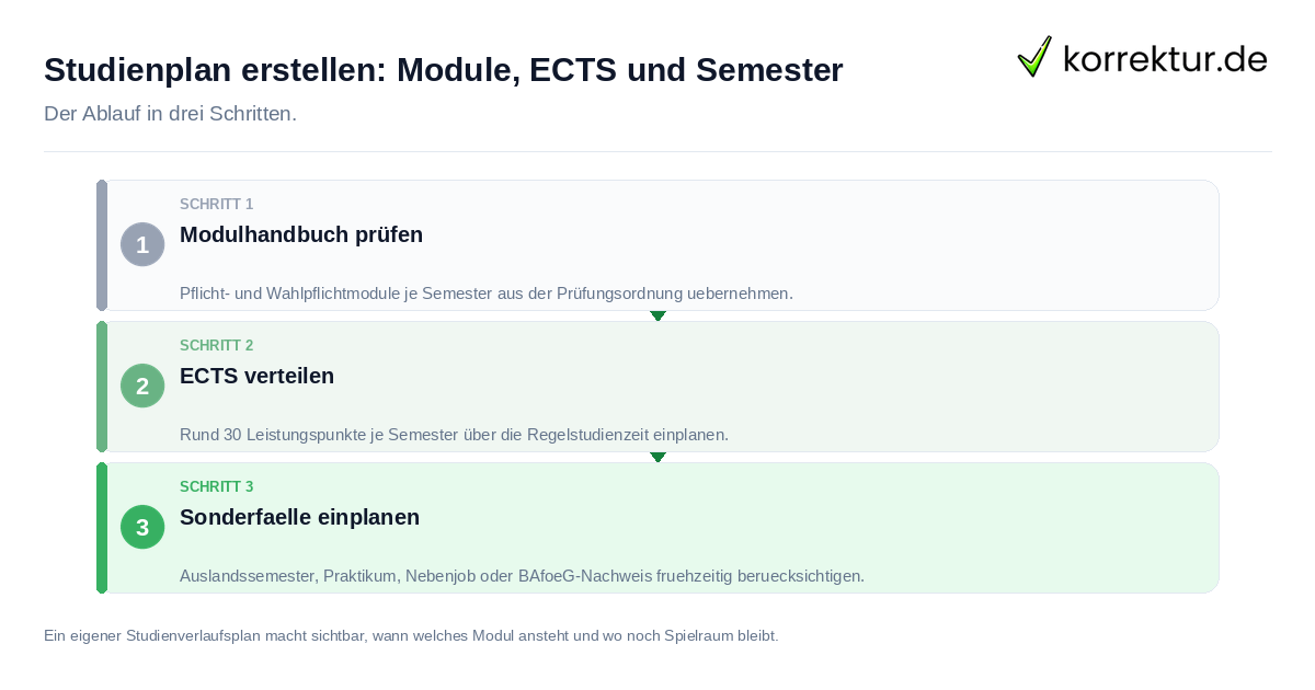 Studienplan erstellen: Module, ECTS und Semester: der Ablauf in drei Schritten