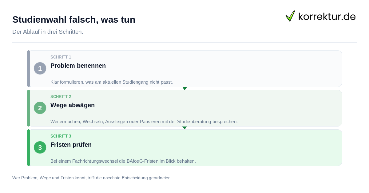 Studienwahl falsch, was tun: der Ablauf in drei Schritten