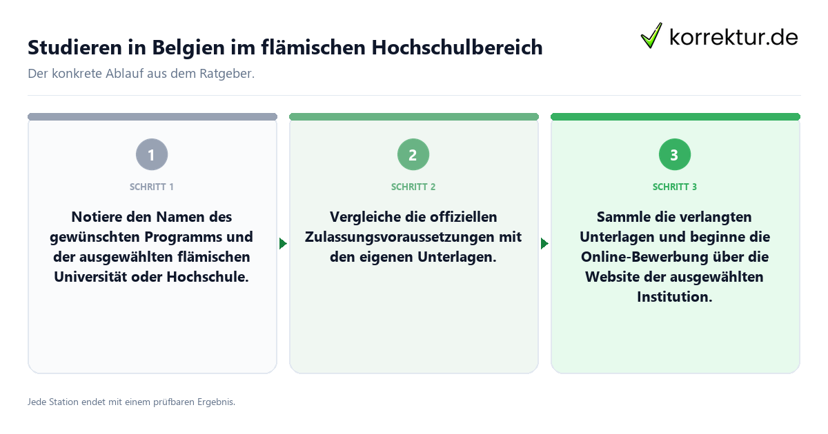 Konkrete Schritte zu Studieren in Belgien im flämischen Hochschulbereich