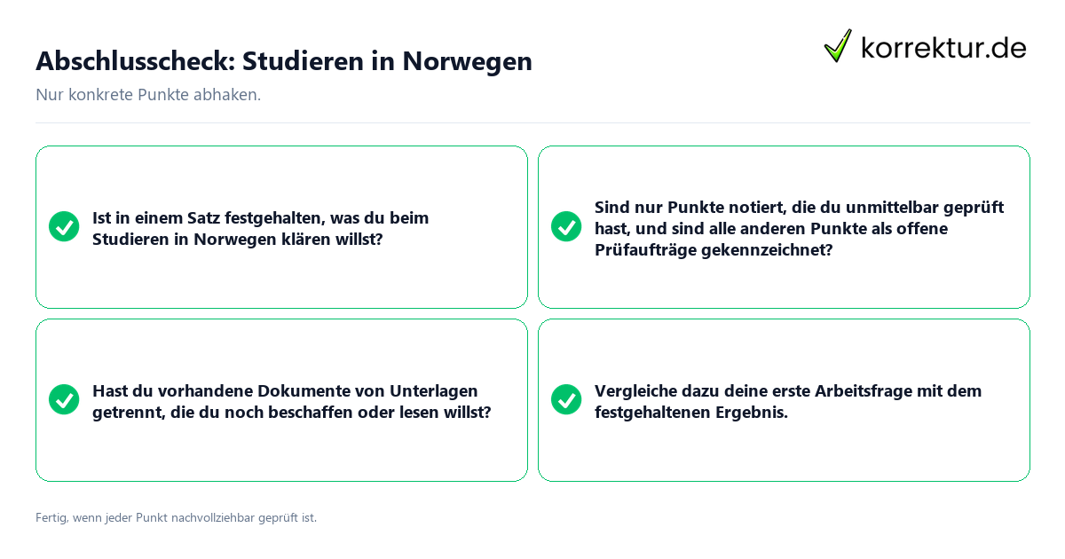 Abschlusscheck: Studieren in Norwegen Konkreter Abschlusscheck zu Studieren in Norwegen