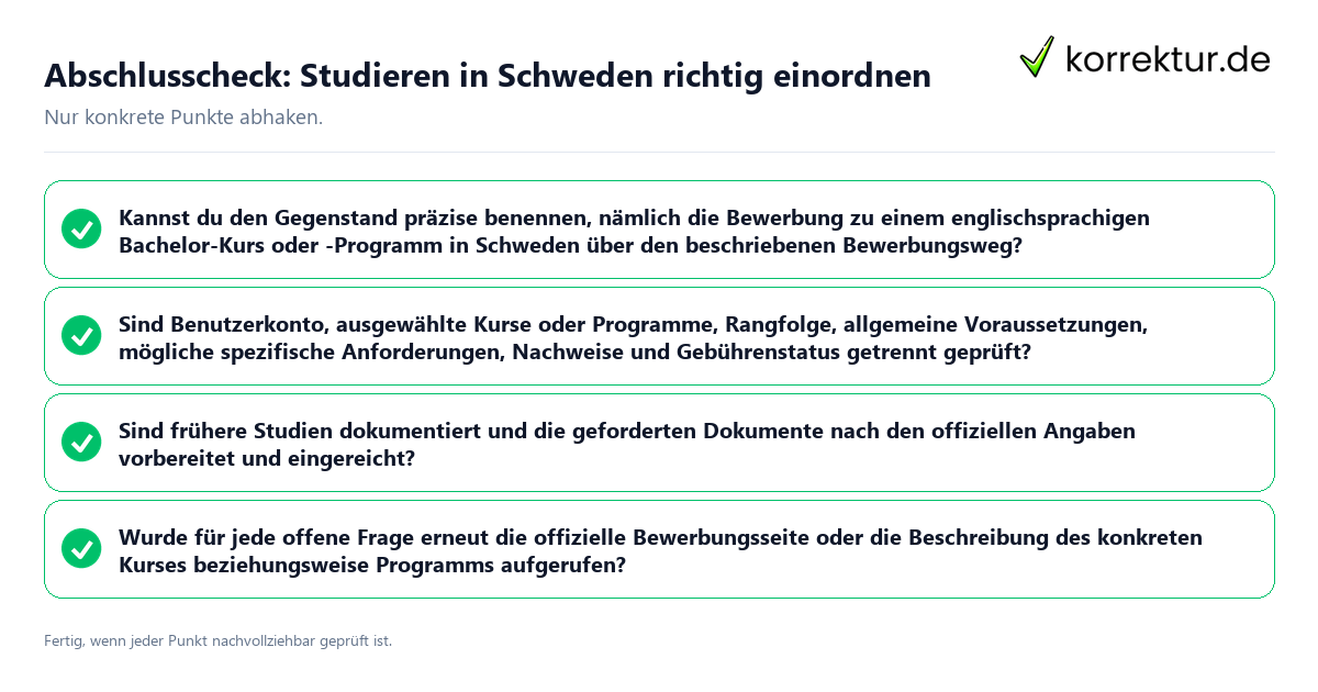 Konkreter Abschlusscheck zu Studieren in Schweden richtig einordnen