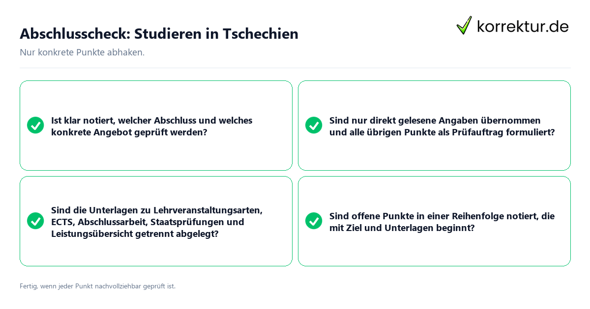 Abschlusscheck: Studieren in Tschechien Konkreter Abschlusscheck zu Studieren in Tschechien