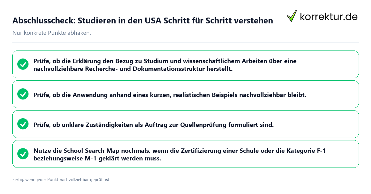 Konkreter Abschlusscheck zu Studieren in den USA Schritt für Schritt verstehen
