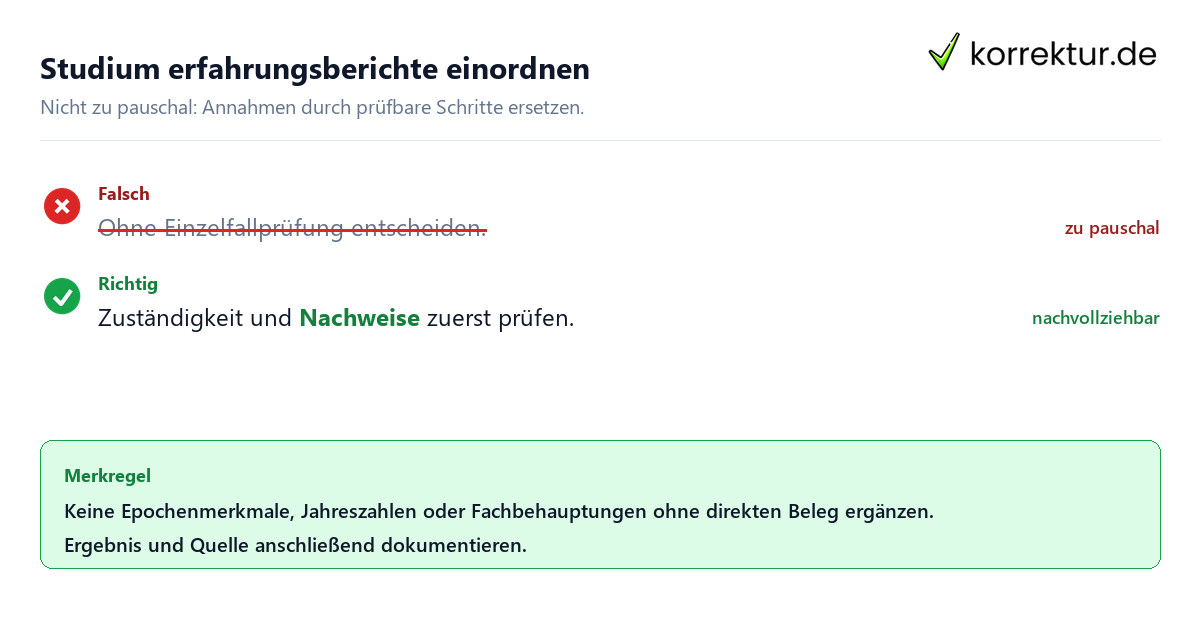 Ungeeignete und belastbare Vorgehensweise bei Studium erfahrungsberichte einordnen