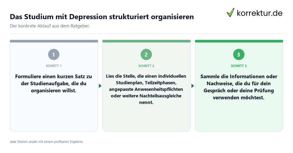 Konkrete Schritte zu Das Studium mit Depression strukturiert organisieren