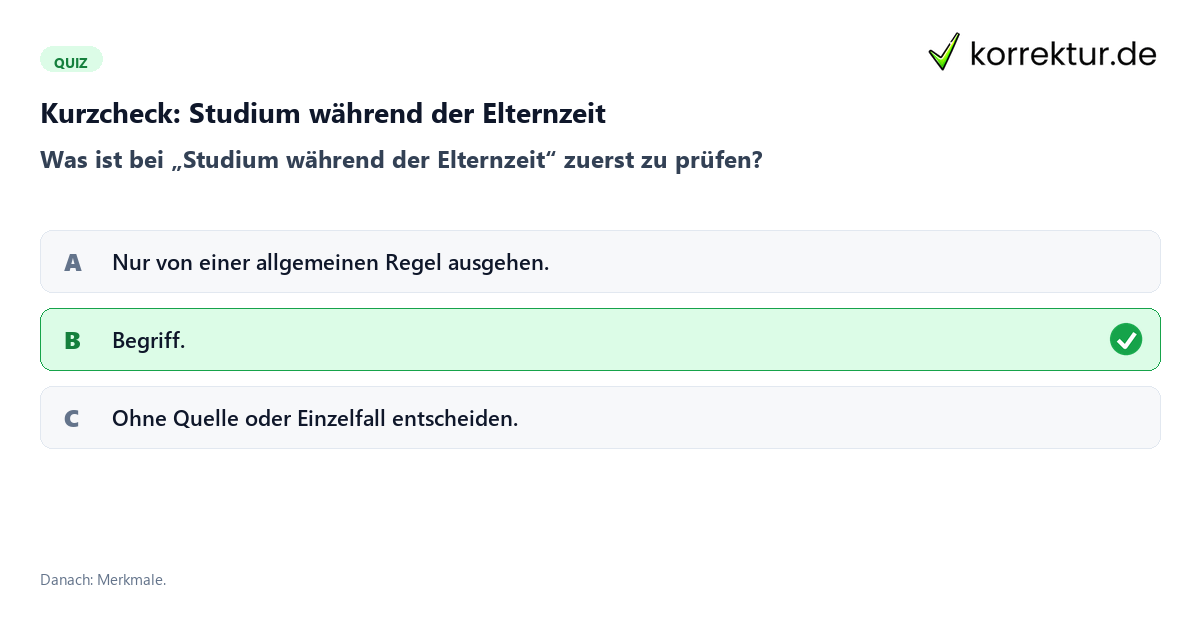 Studium während der Elternzeit mit einem Kurzquiz zum sinnvollen nächsten Schritt